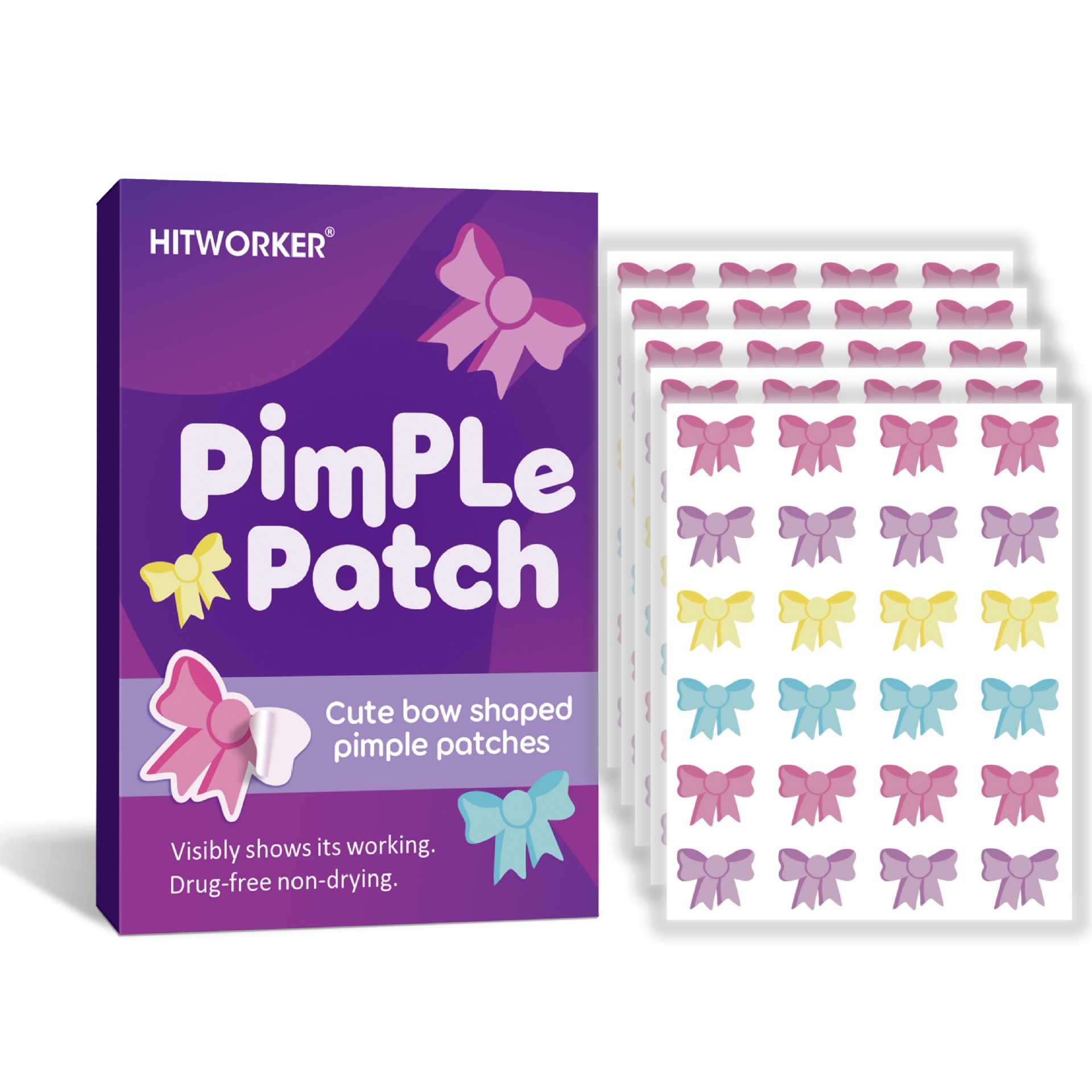 Hydrocolloid Pimple Patch - 120Pcs Bow Shaped Acne Pimple Patches,