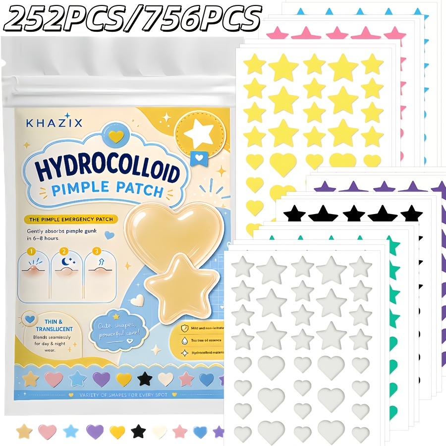 Hydrocolloid Pimple Patch - 7 colors, 252 PCS/756 PCS. Star