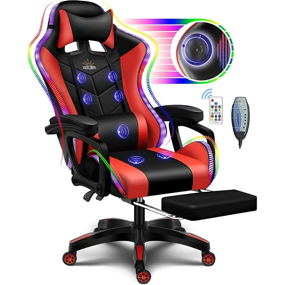 Massage - Ergonomic High-Back Gaming Chair with LED
