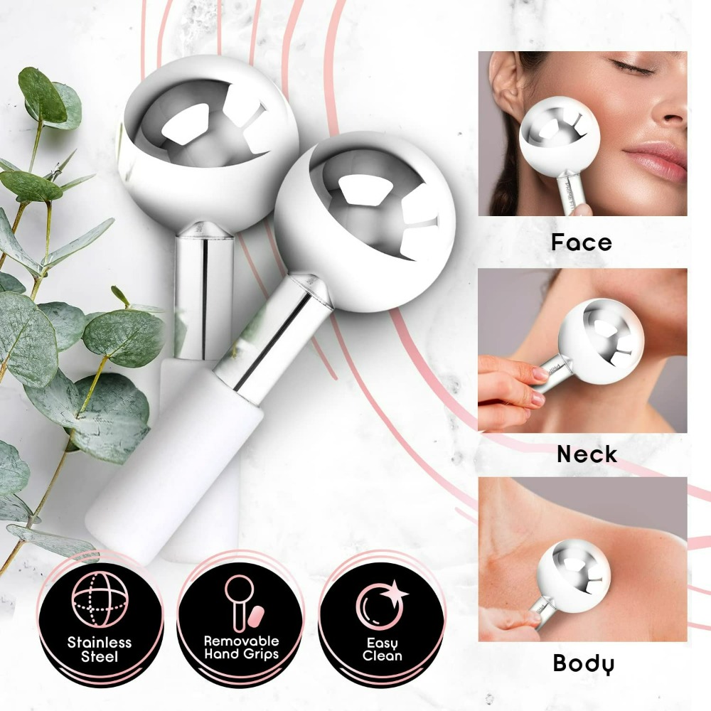 Face Ice Roller Puffiness - Cryo Face Massager Ice Globes Unbreakable