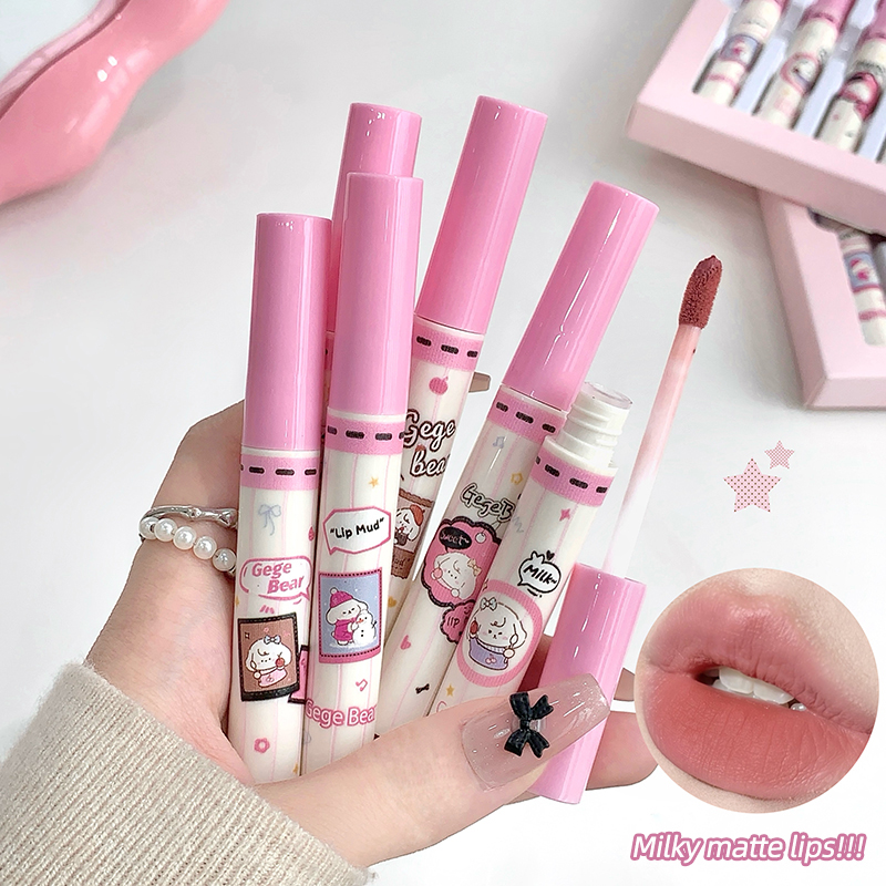 Gege Bear 6PC Velvet Lip Mud S - Matte Velvet Lip Tint Long Lasting 评论和价格