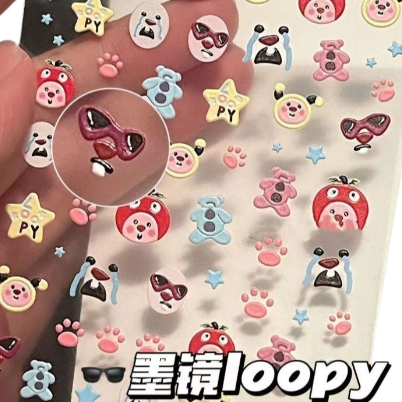 Loopy 3D embossed sticker, tra - Nail Art 评论和价格