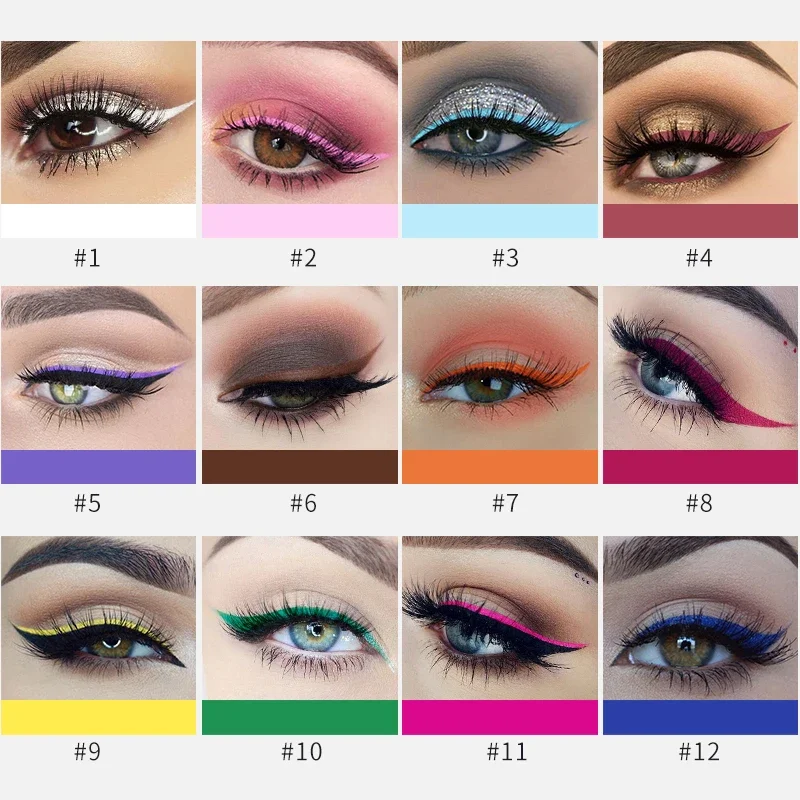 12 Colors Colorful Liquid Eyel - Waterproof Liquid Eyeliner Pen 评论和价格