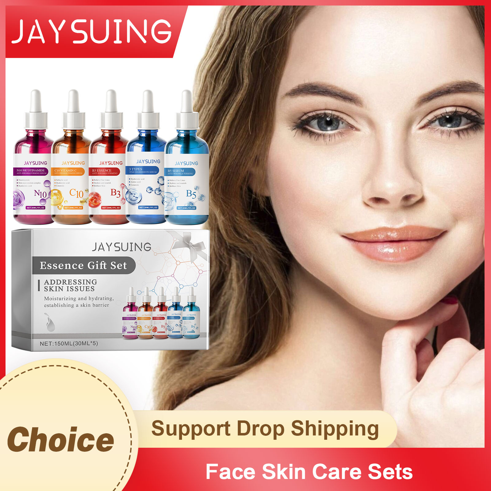Face Serum Skin Care Sets 5PCS - Niacinamide Pore Shrinking Essence 评论和价格
