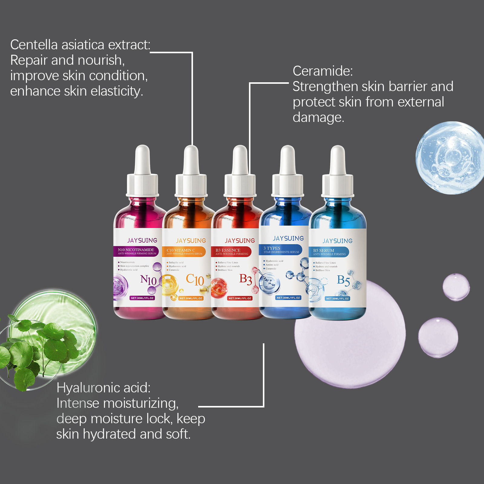 Face Serum Skin Care Sets 5PCS - Niacinamide Pore Shrinking Essence 评论和价格
