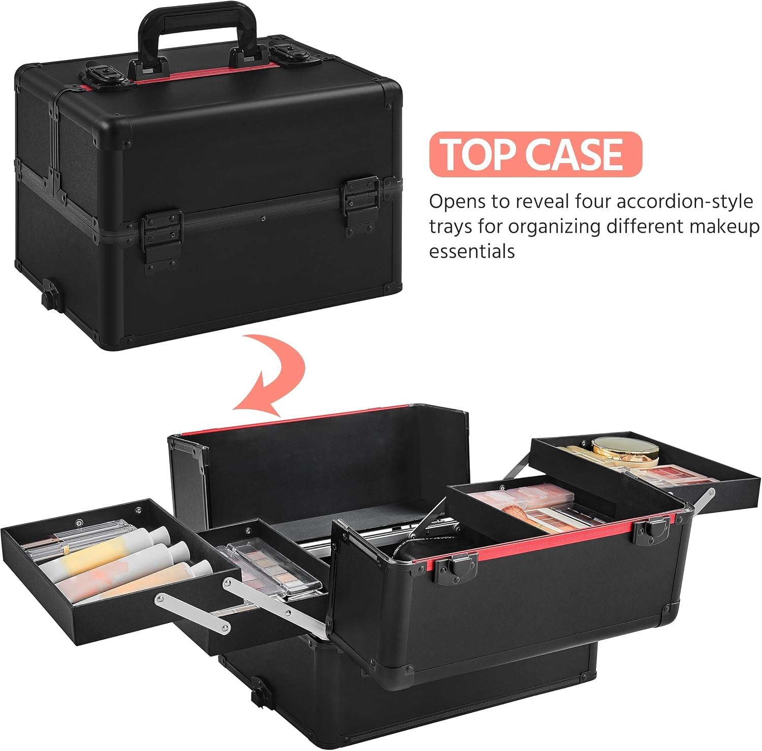 Black 4‑in‑1 Lockable Rolling  - Makeup 评论和价格