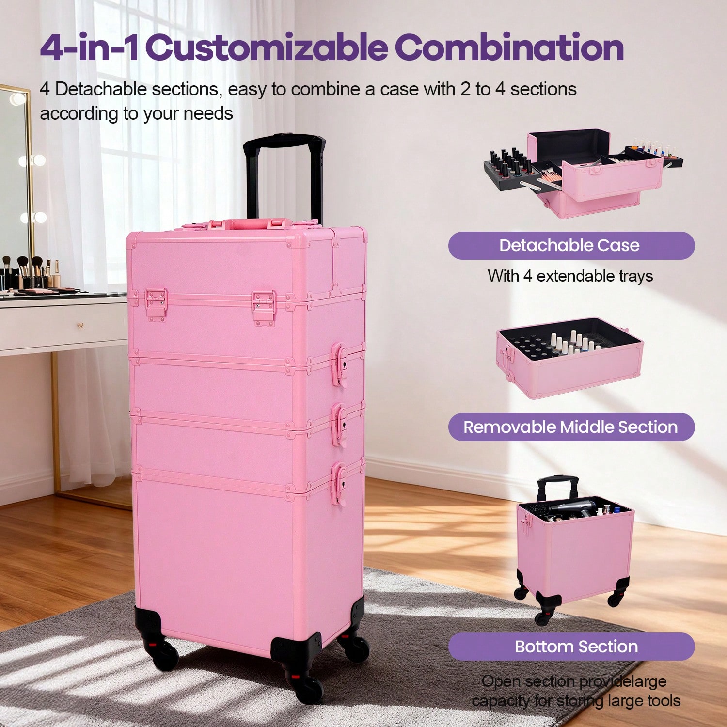 Rolling Makeup Train Case 4 in - Makeup 评论和价格