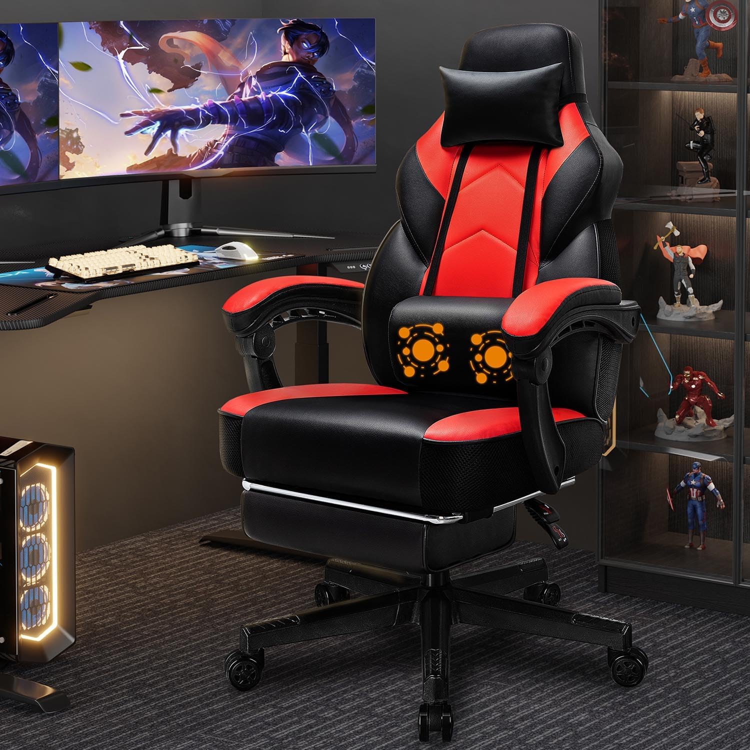Gaming Chair with Footrest, Ma - Massage 评论和价格