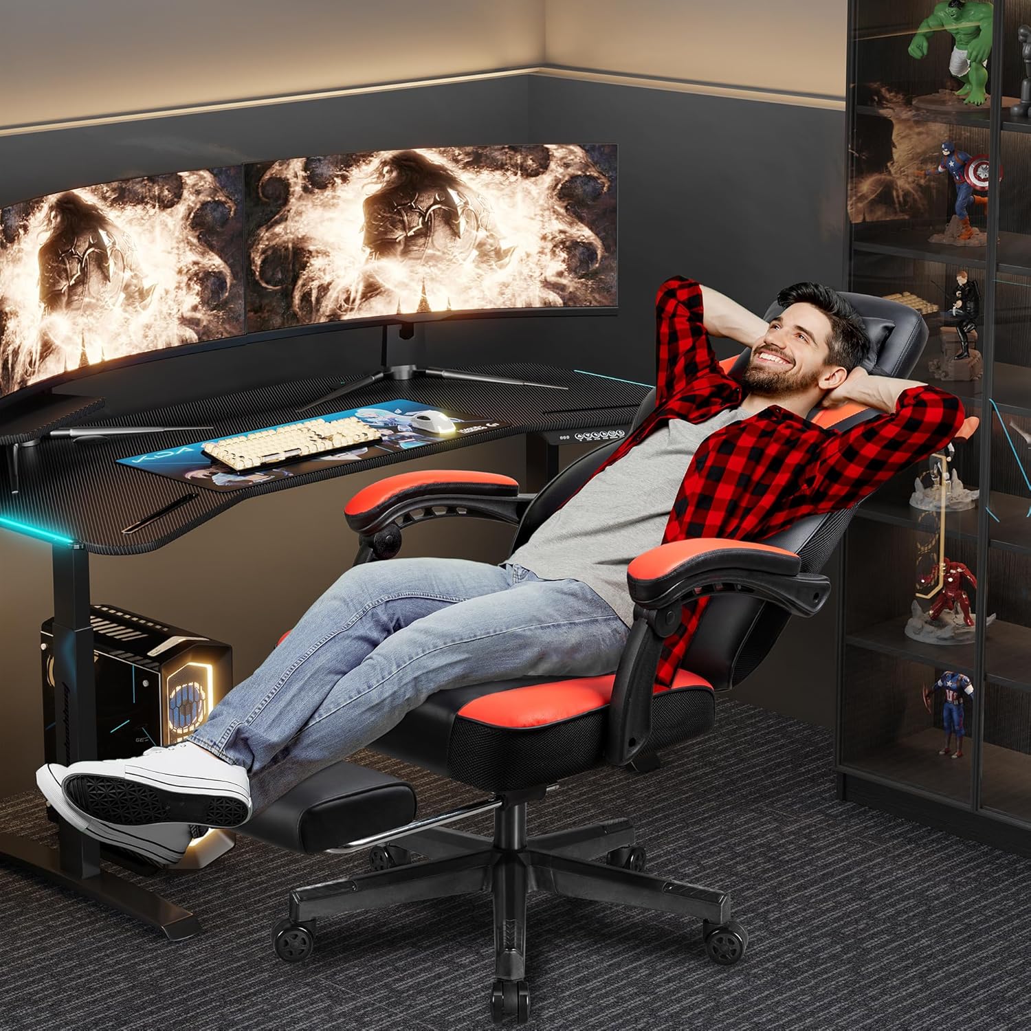 Gaming Chair with Footrest, Ma - Massage 评论和价格