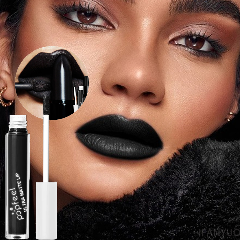 Punk Matte Black Liquid Lipsti - Matte Velvet Lip Tint Long Lasting 评论和价格