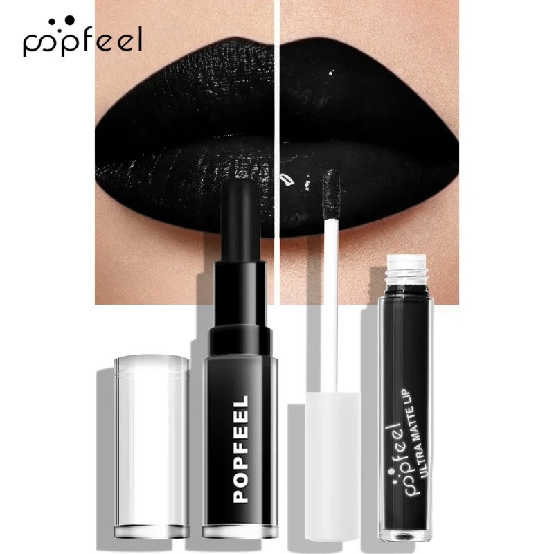 Punk Matte Black Liquid Lipsti - Matte Velvet Lip Tint Long Lasting 评论和价格