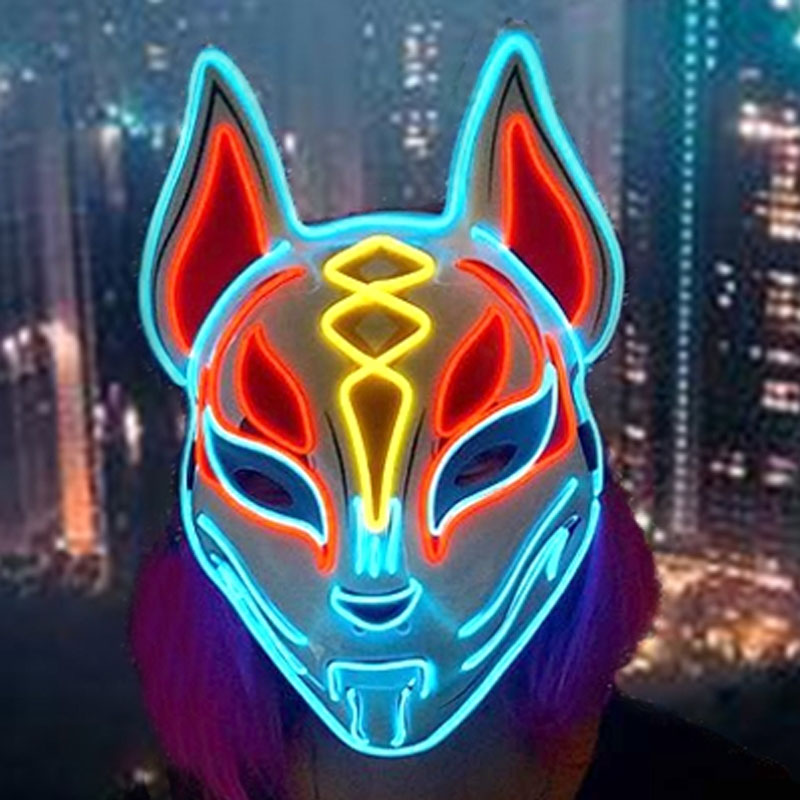 Glowing  Demon Slayer Mask Cos - Led Light Therapy Face Mask 评论和价格