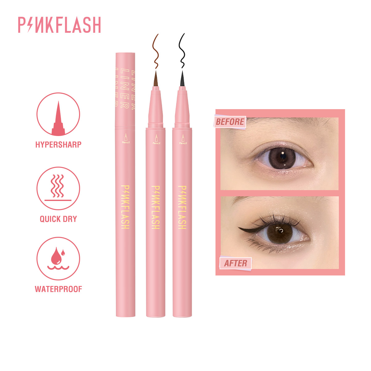 PINKFLASH Black Liquid Eyeline - Waterproof Liquid Eyeliner Pen 评论和价格