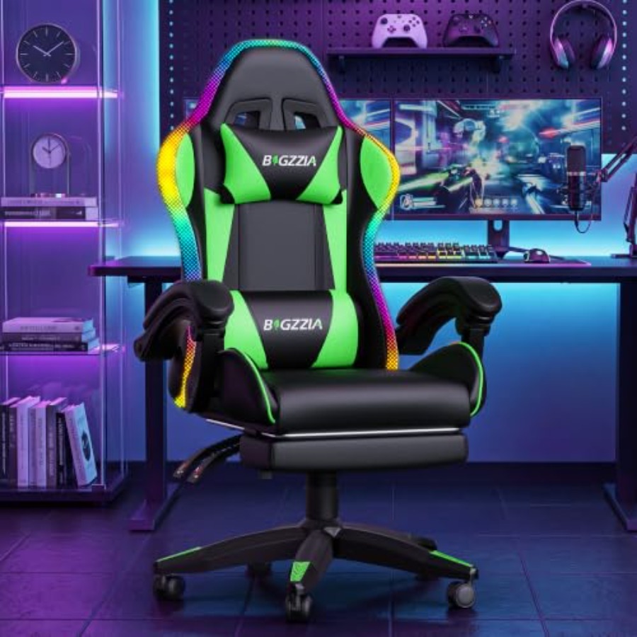 RGB gaming chair with footrest - Massage 评论和价格