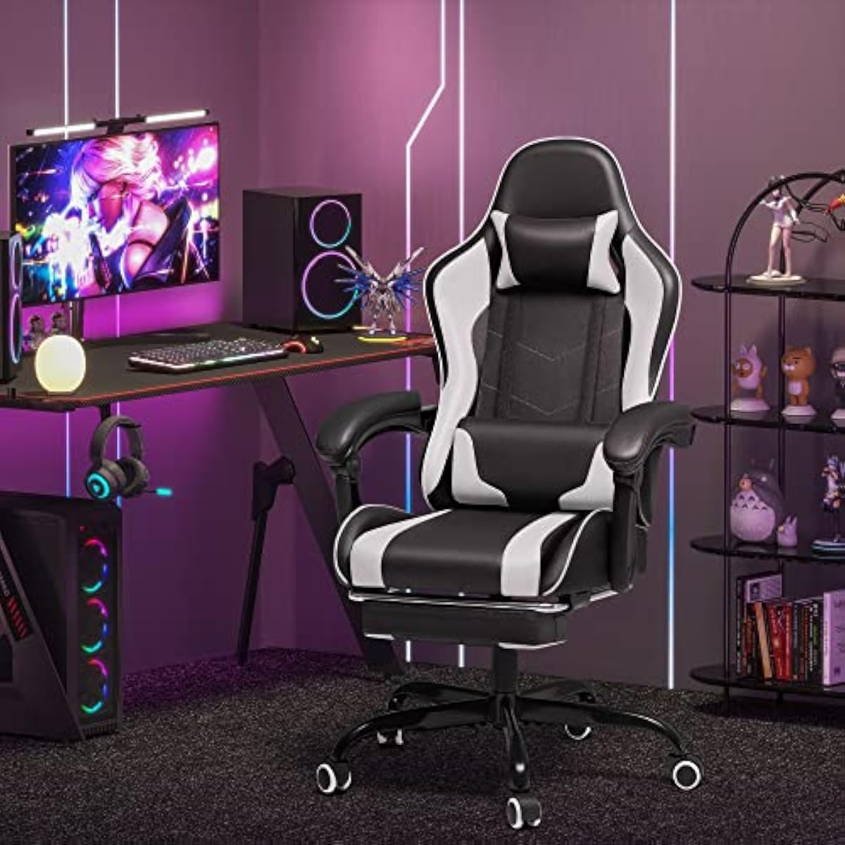 Gaming Chair with Adjustable H - Massage 评论和价格
