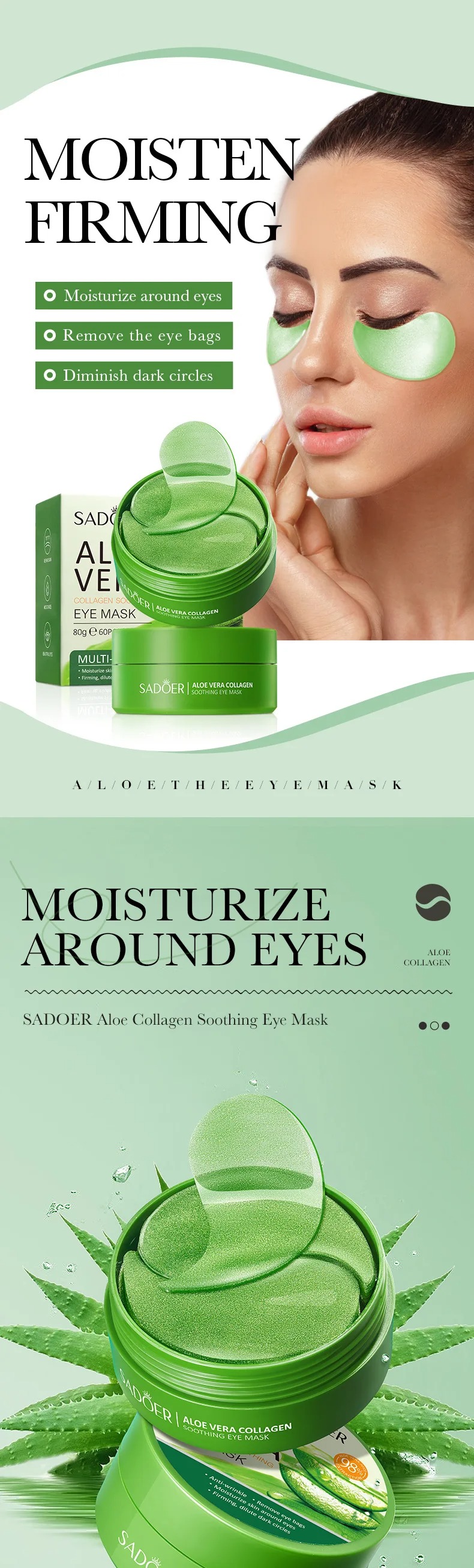 60pcs Aloe Vera Collagen Eye M - Collagen Under Eye Patches 评论和价格
