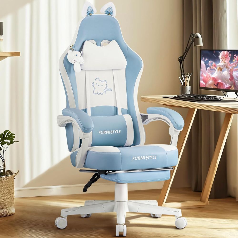Ergonomic Blue/White Gaming Ch - Massage 评论和价格