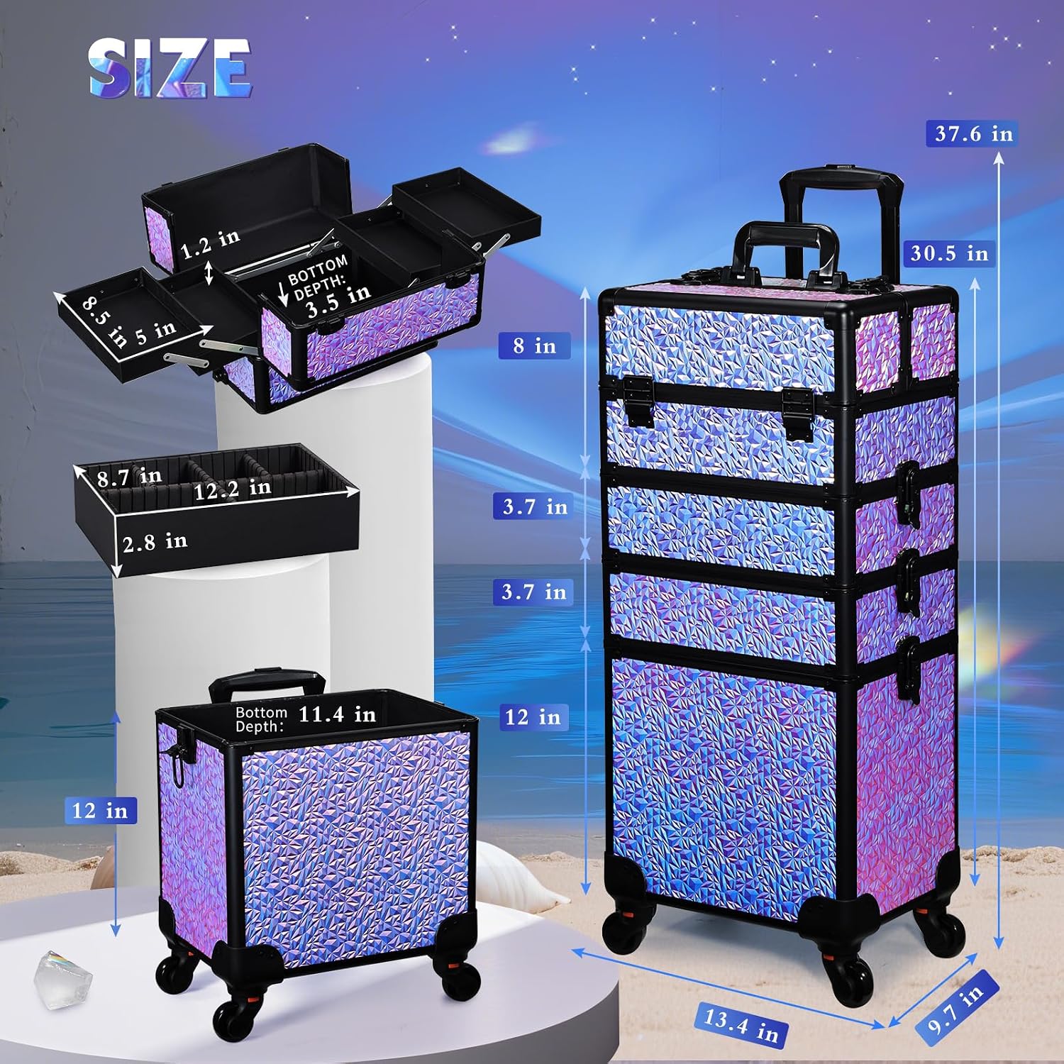 Rolling Makeup Train Case, Lar - Makeup 评论和价格