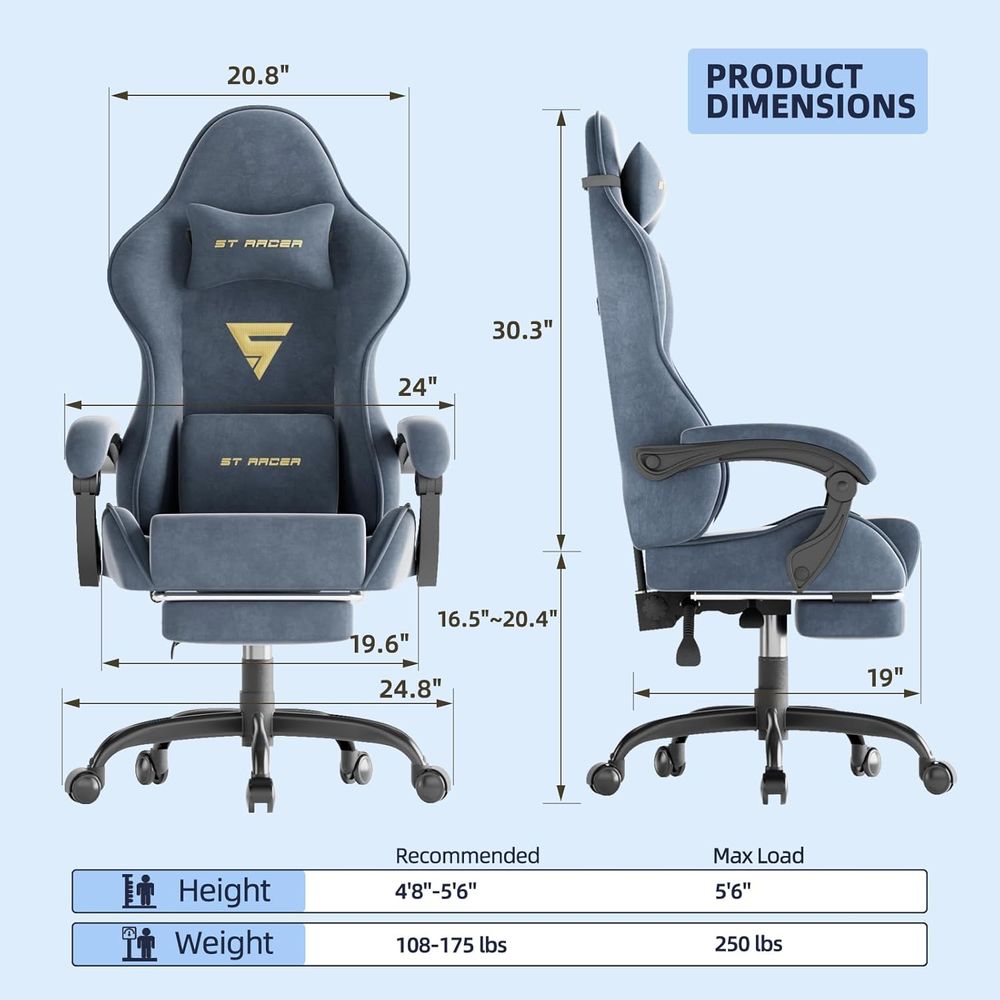 Ergonomic Gaming Chair with Fo - Massage 评论和价格