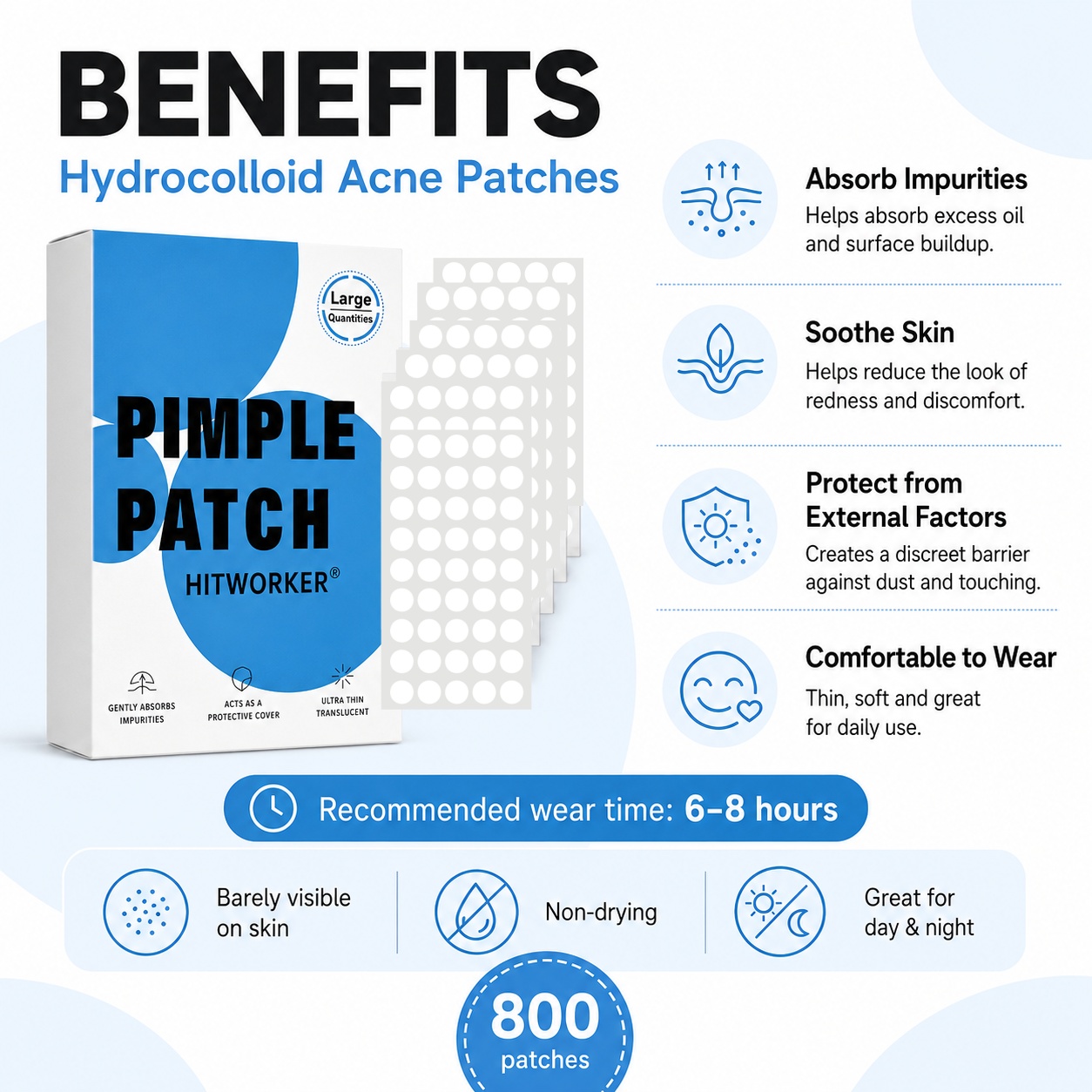800Pcs Hydrocolloid Acne Pimpl - Hydrocolloid Pimple Patch 评论和价格