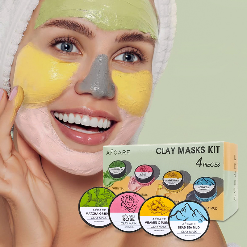 4Pcs Face Mask Set with Turmer - Green Tea Cleansing Clay Mask 评论和价格