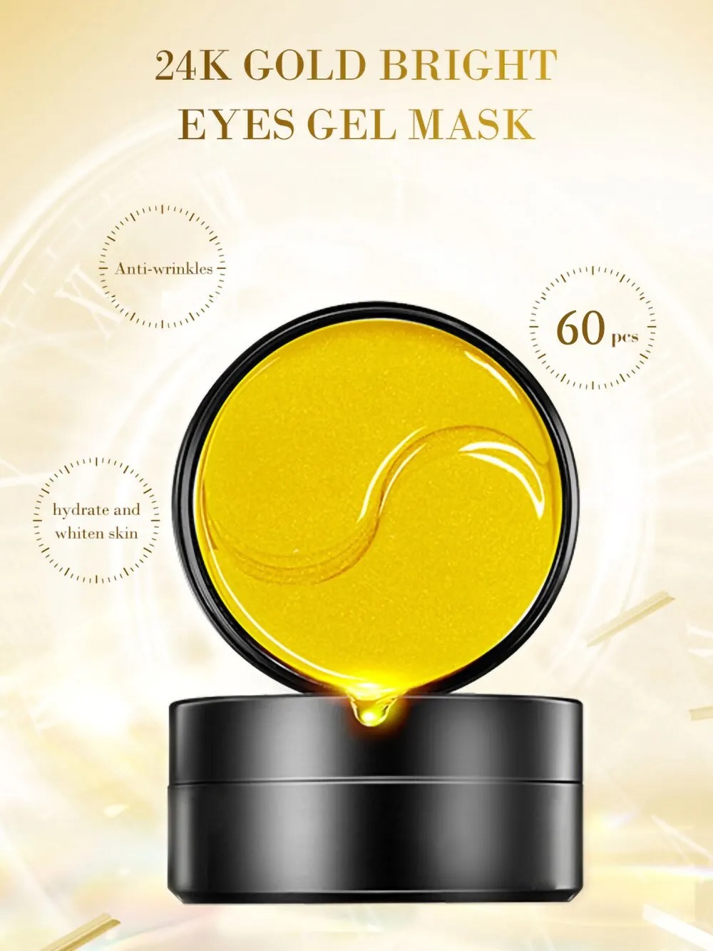 60pcs Golden Moisturizing Eye  - Collagen Under Eye Patches 评论和价格