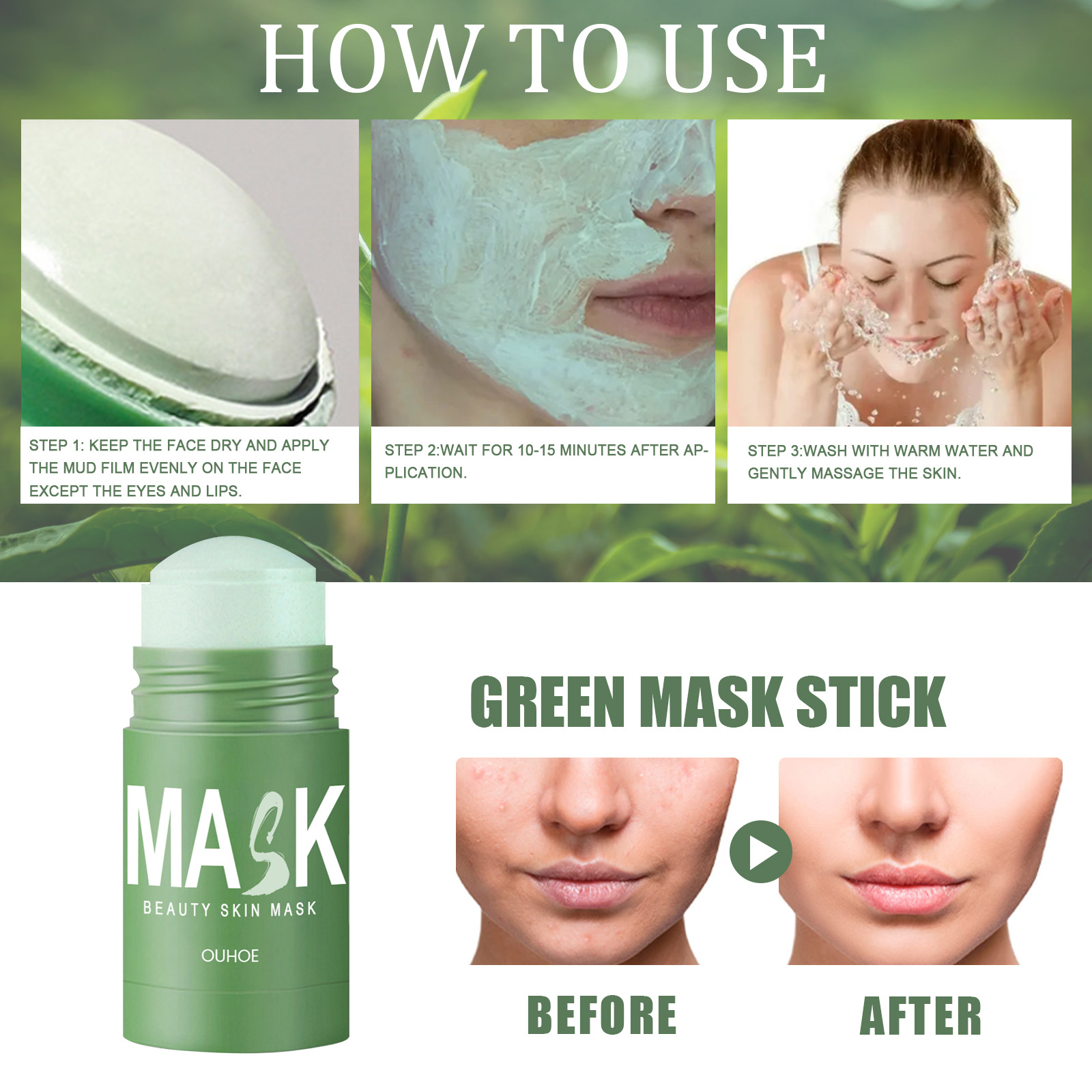 Green Tea Solid Mask Stick - D - Green Tea Cleansing Clay Mask 评论和价格